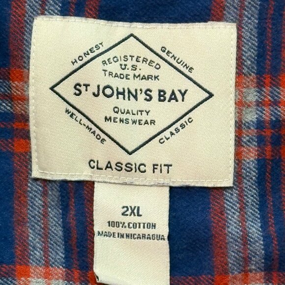St Johns Bay Men's Classic Fit Super Soft Plaid Blue Red Shirt 2XL Big/Tall NWT - Picture 8 of 10